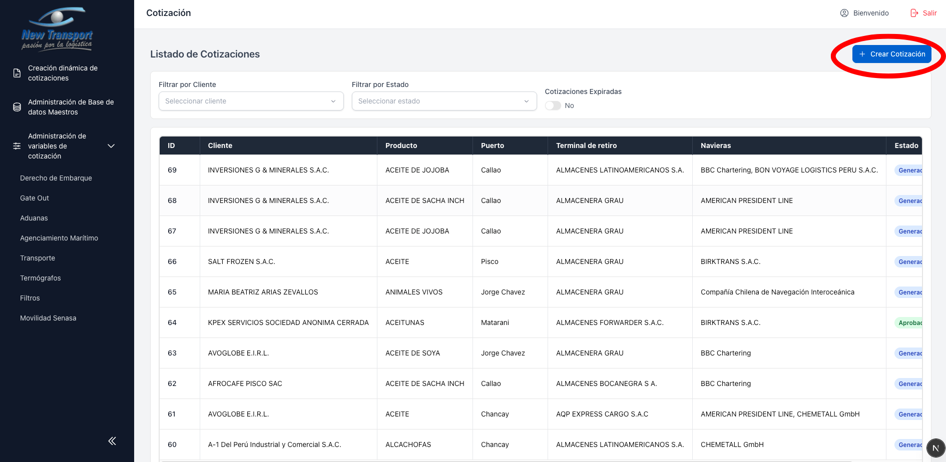 Boton crear cotizacion