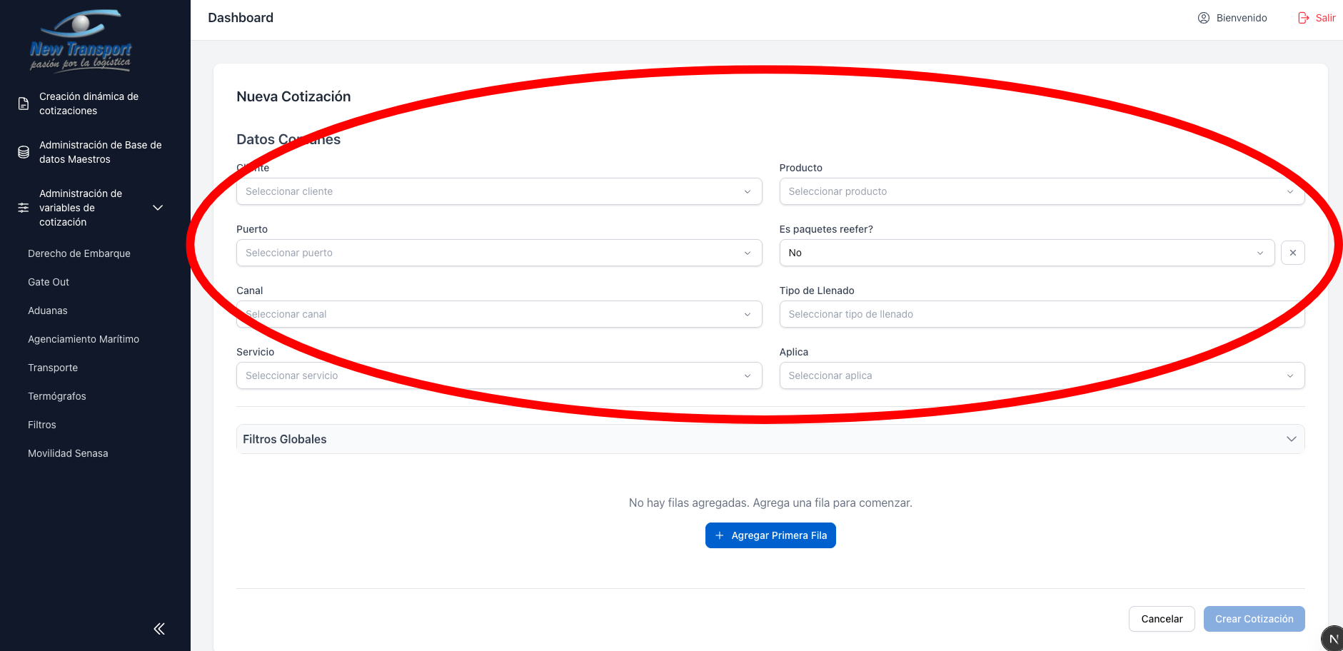 Formulario de datos comunes