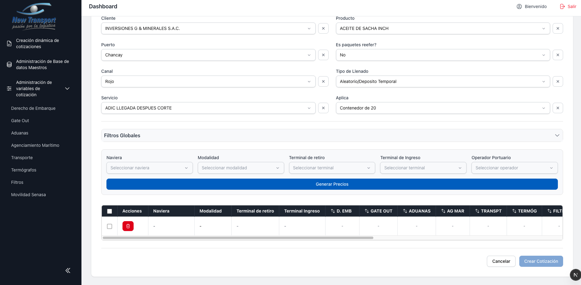 Fila agregada a la tabla
