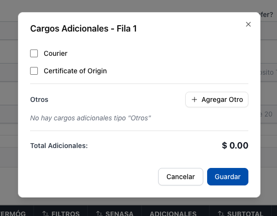 Edicion de adicionales