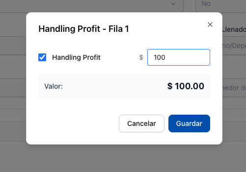 Handling profit ingresado