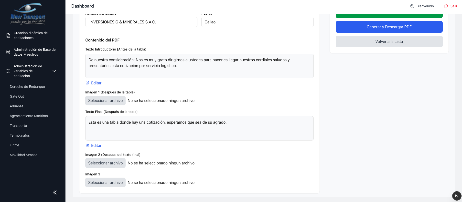 Configuracion del PDF