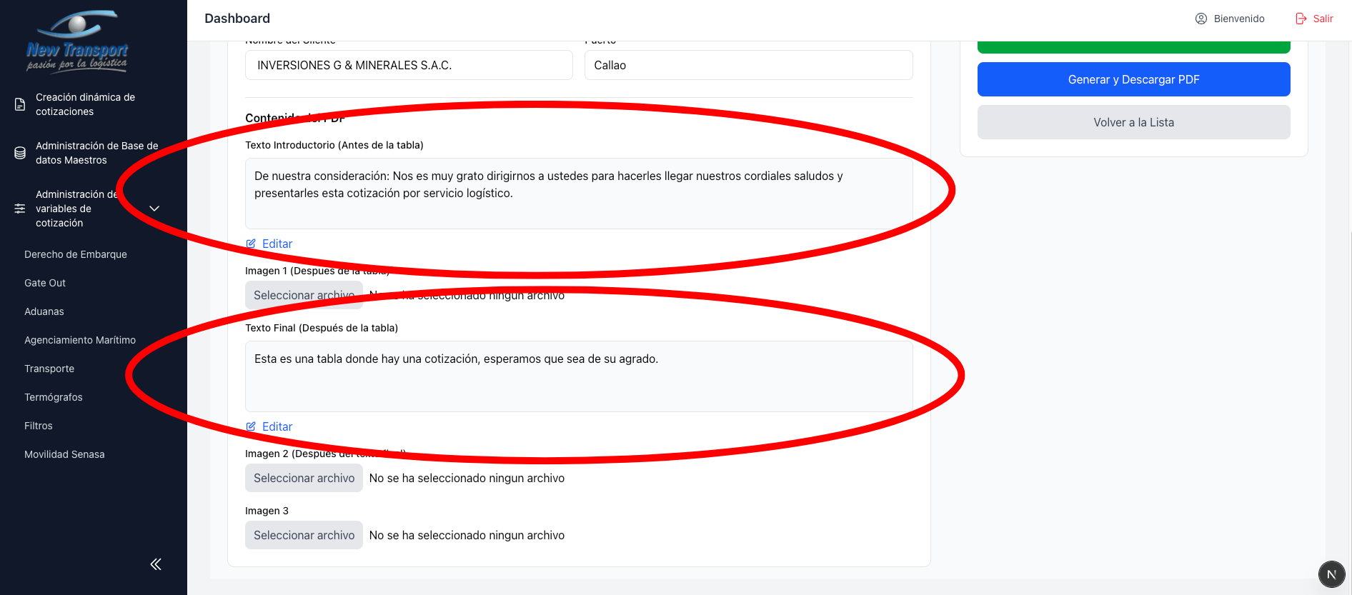 Edicion de textos del PDF