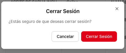 Modal de confirmacion de cierre de sesion