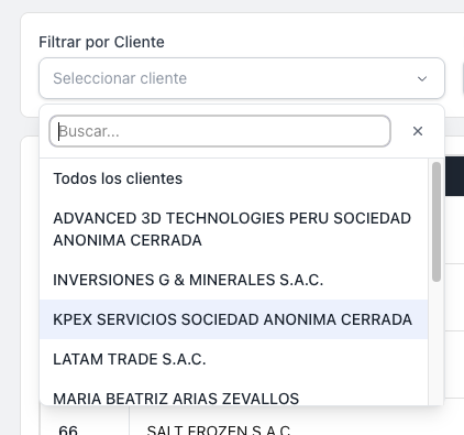 Selector de cliente